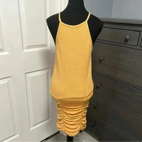 Free People Yellow Ruched Dress - Picture 4 of 8